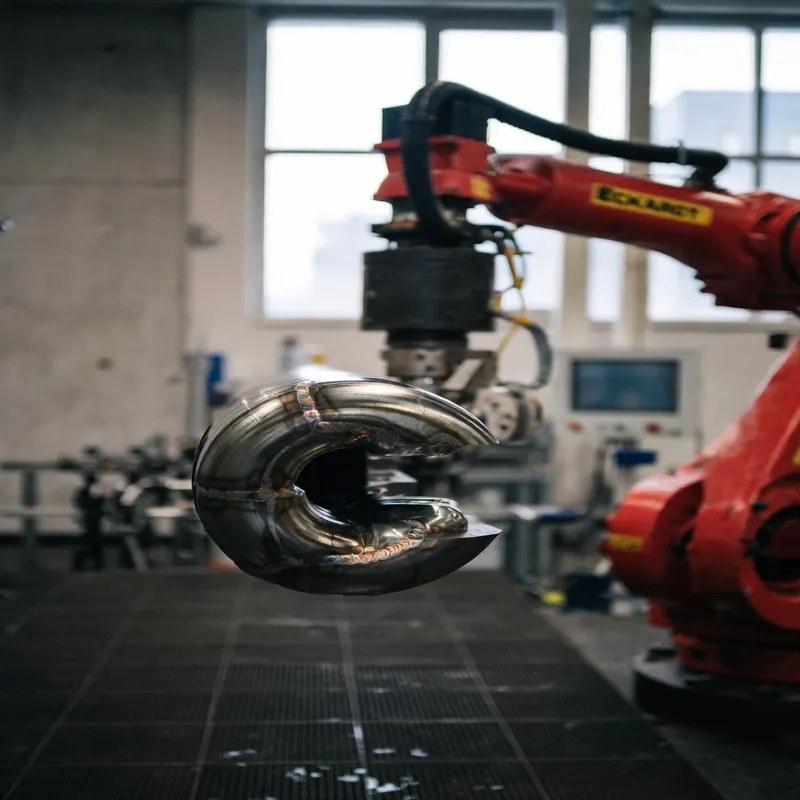 IHU-Sprühanlage für Innenhochdruck-Umformung mit Roboter-Zuführung.