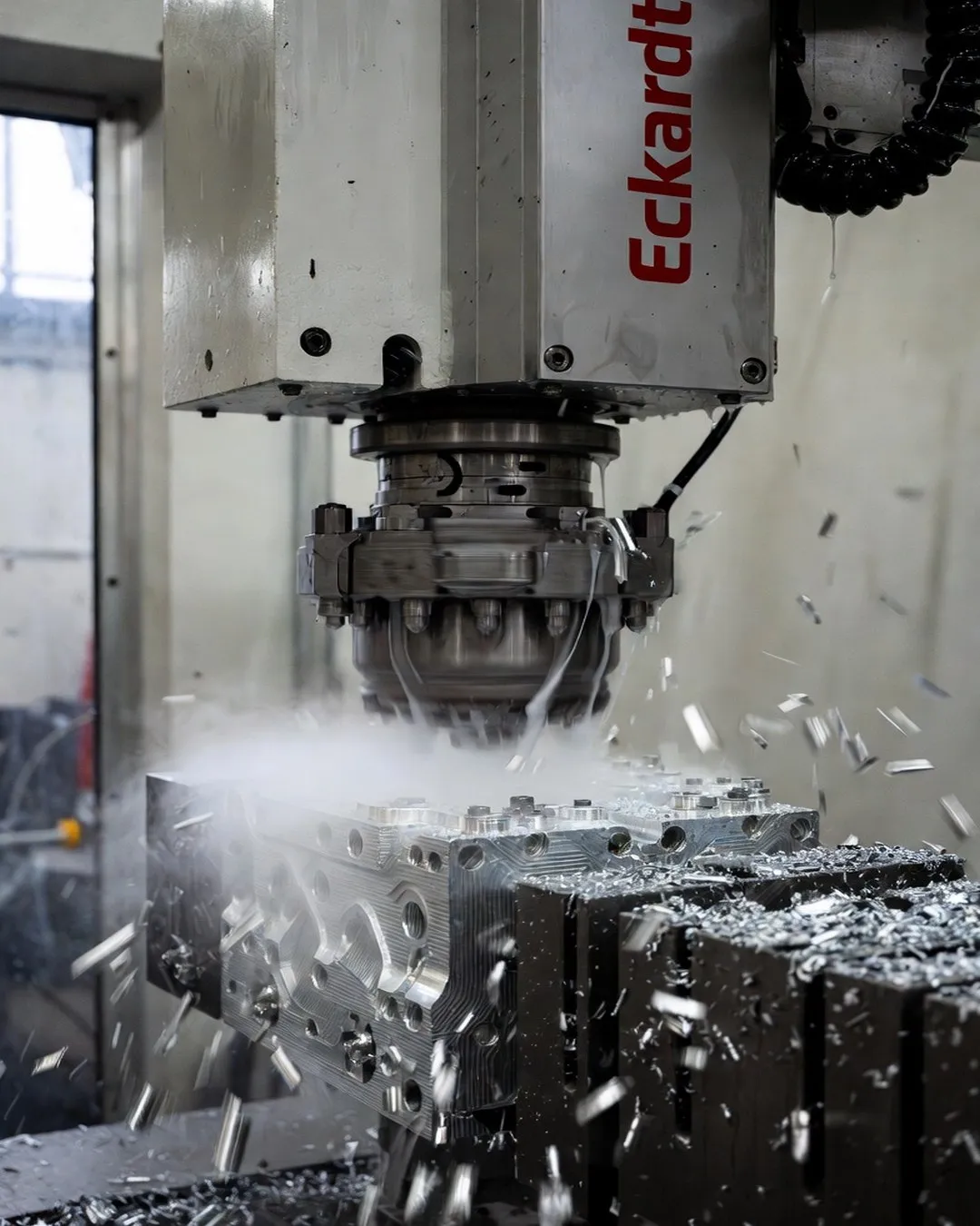 5-Achs-CNC-Fräszentrum bei der Bearbeitung.